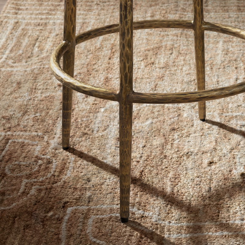 26.5" Upholstered Counter Stool With Gold Hammered Metal Legs & Curved Low Back For Kitchen Island, Set Of 3, Gold, 3