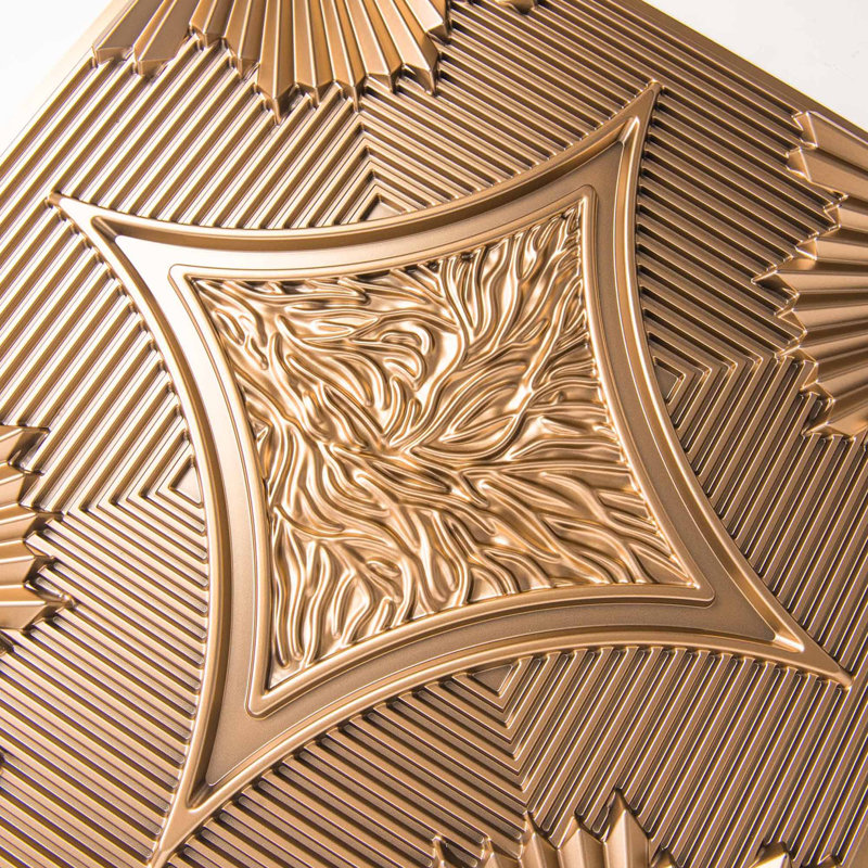 Carreaux de plafond tombants 24 x 24 en bronze - paquet de 12, 48 Pi., Panneaux de lambris 3D, installation de colle ou de grille