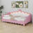 Extending Daybed With LED Lights, Modern Upholstered Princess Daybed With Crown Headboard-849362117