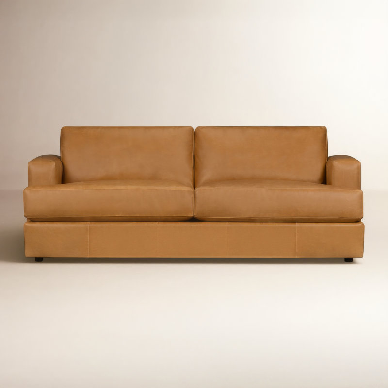 Cayden 96" Genuine Leather Sofa, Steamboat Charcoal Genuine Leather, 34" H x 96" W x 41" D