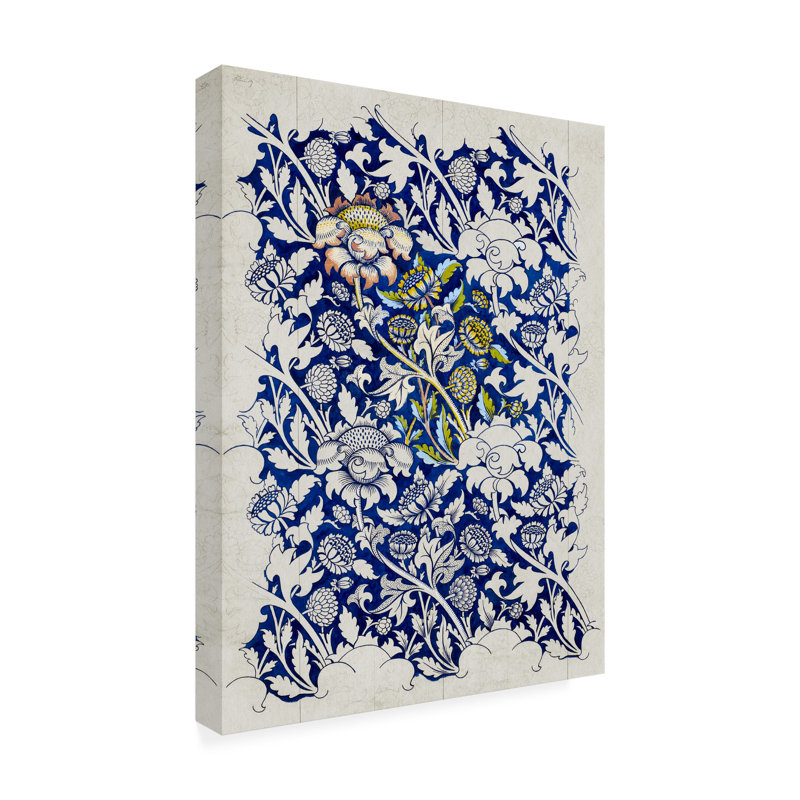 William Morris Blue and White Floral Pattern Canvas Art