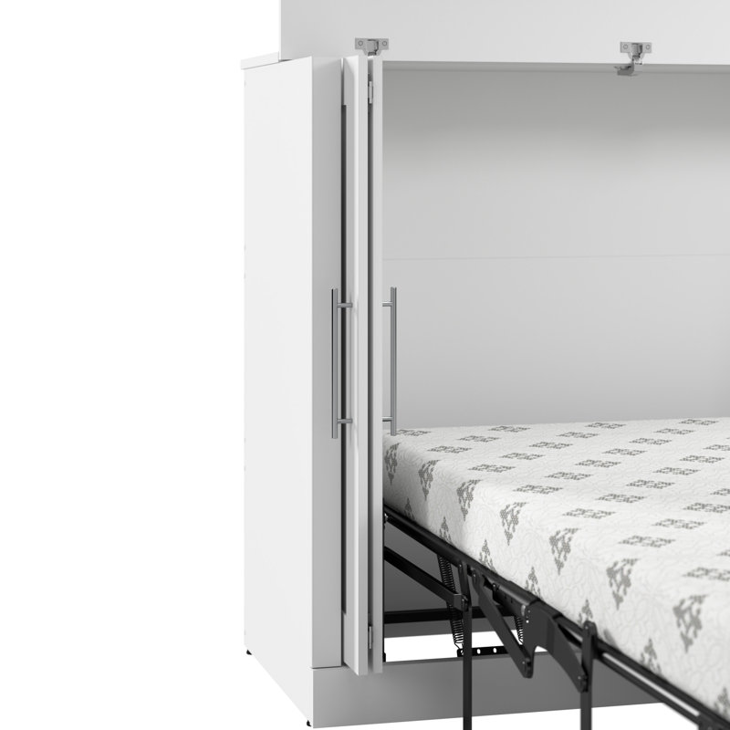 Arlex Murphy Cabinet Bed with Mattress, Full / Double, White