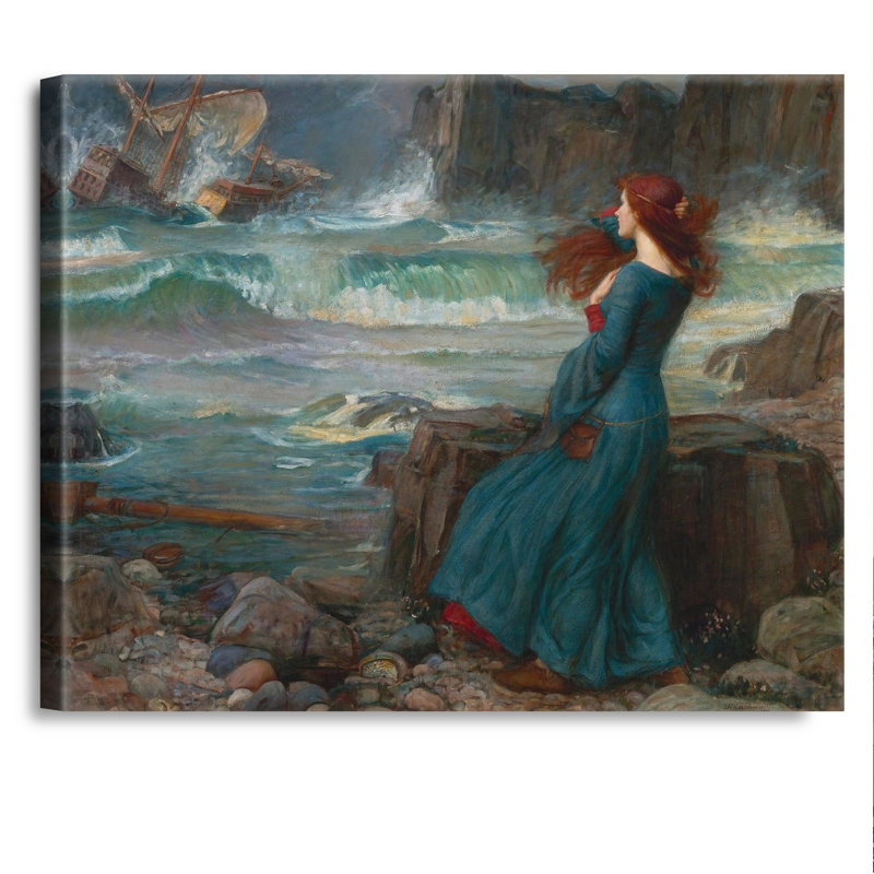 Miranda - The Tempest par John William Waterhouse, reproduction d'art sur toile, estampe numérique sur toile pour décoration intérieure