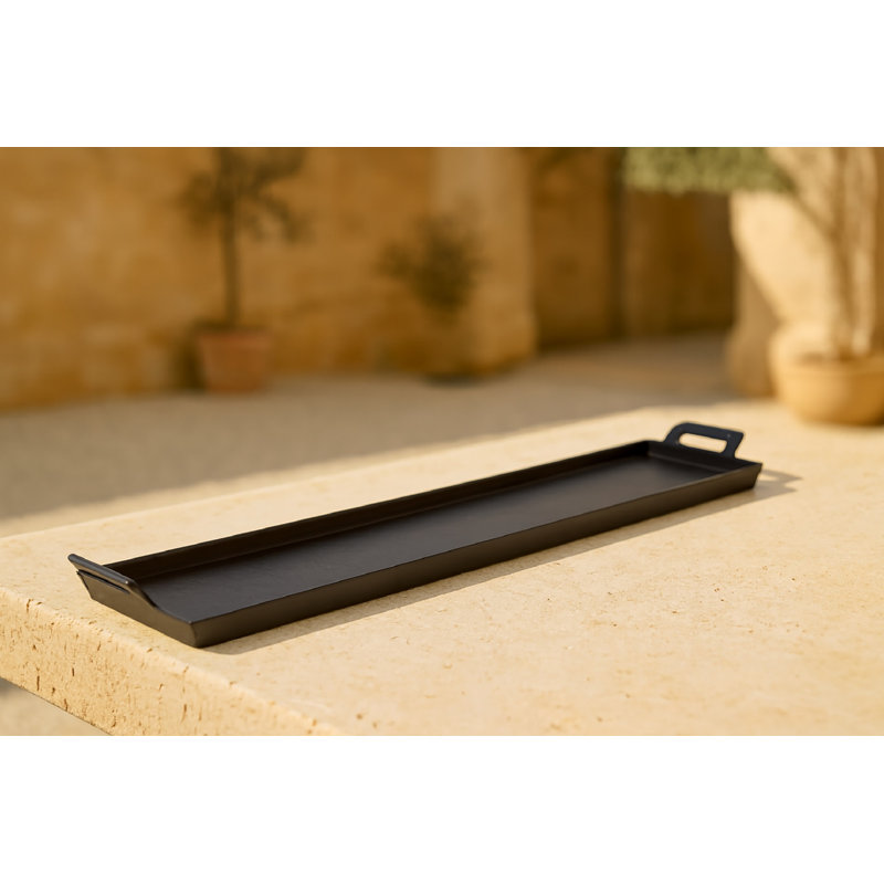 Black Alum. Tray With Handles, 2" H x 5" W x 30" D