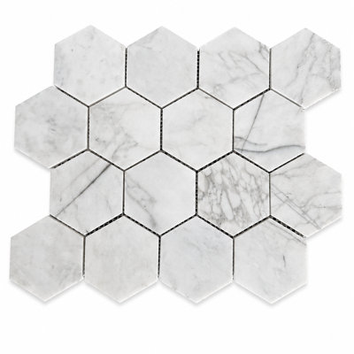 GS46 Pearlescent 3-Inch Hexagon Marble Mosaic