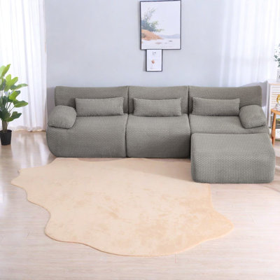 Plush Modern Grey Sofas, Corduroy Fabric For Home And Living Room