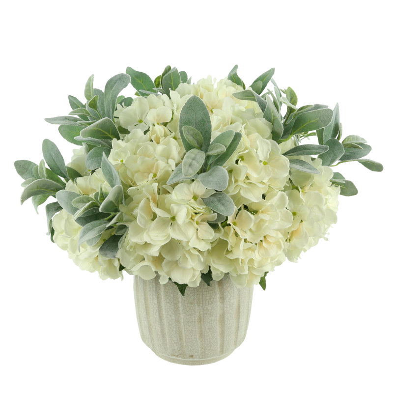 Velveteen Green Hydrangea Mixed Floral Arrangement in Vase