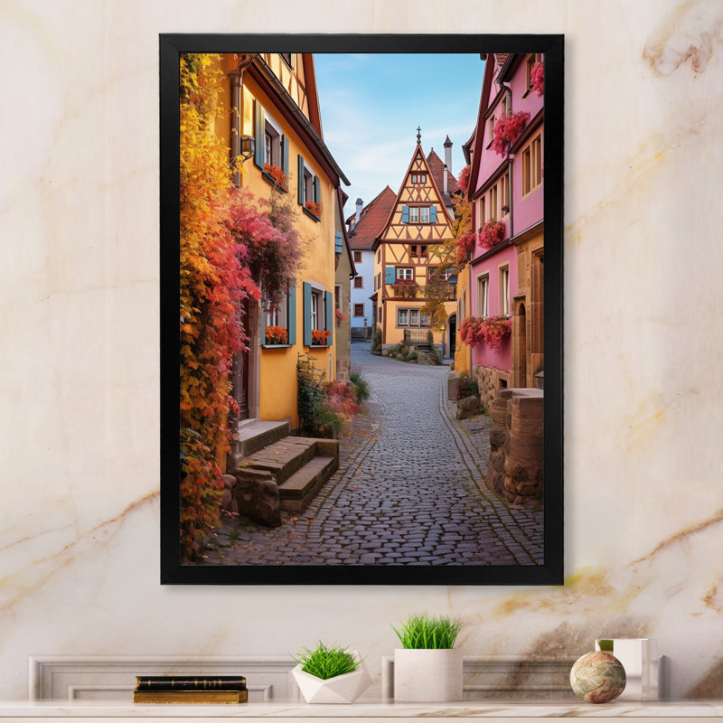 Leighlani Allemagne Rothenburg Street III, Cadre photo noir, H 40 po x l 30 po x P 1,5 po