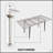 47 to 63 Inch Expandable MDF Dining Table with White Marble Pattern and Tapered Black Metal Legs, Modern Industrial Design