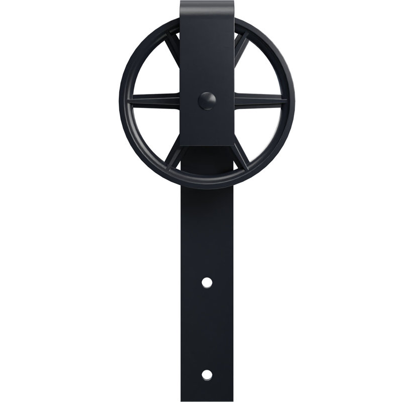 Ensemble de quincaillerie de porte de grange simple standard Premium Wagon Wheel Roller Hanger, Gris foncé