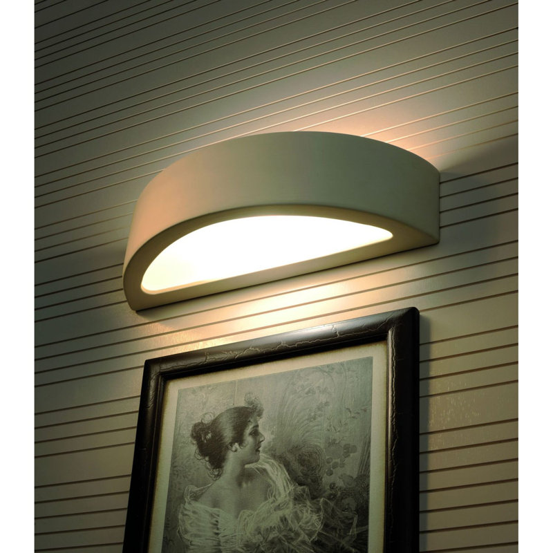 Anberlyn Ceramic Wall Sconce, White, 15cm H x 38cm Wx 9cm D
