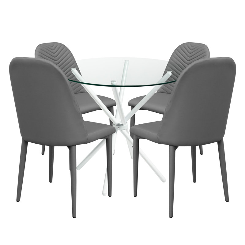 4 - Person Dining Table Set, Black, Grey