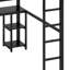 Structure de lit mezzanine en métal avec garde-robe intégrée, bureau et tablettes de rangement-691323664-691323663