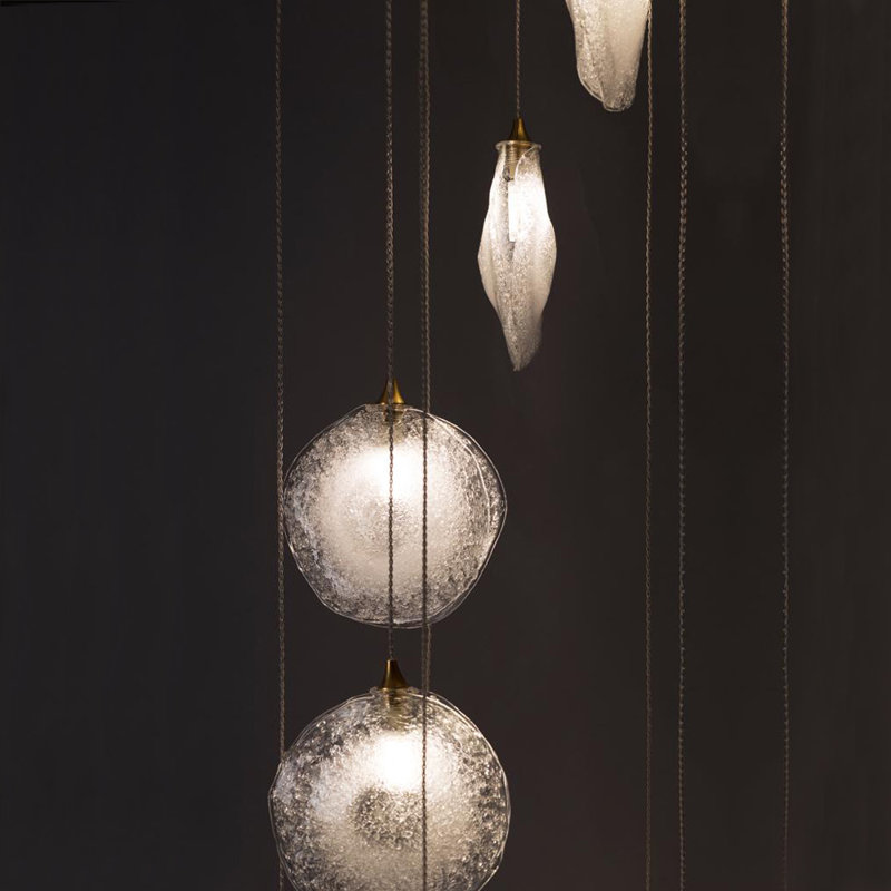 Crystal Glaze 21 - Light Cluster Pendant, Oil Rubbed Bronze, Frosted Clear, 96" H x 26" W x 26" D