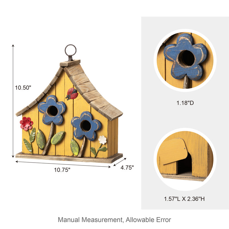 Athena 11 in x 11 in x 5 in Birdhouse, Yellow