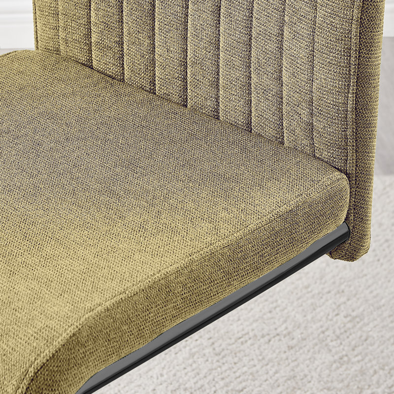 Loren Luxury Fabric Dining Chairs with Legs Upholstered Modern Design - Side Chair, Sage Green, Black