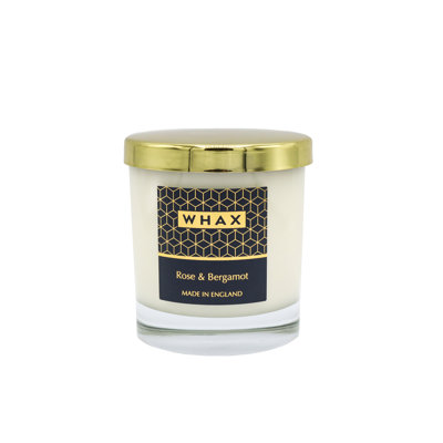 Rose And Bergamot Scented Jar Candle with Glass Holder