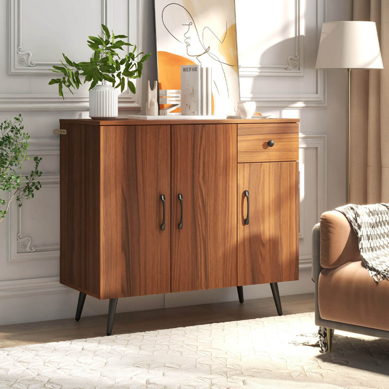 Buffet avec 3 portes et tiroirs coulissants Tablettes réglables anti-basculement