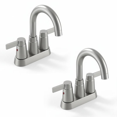 Modern Double Handle High-Arc Centerset Bathroom Faucet(Set of 2)
