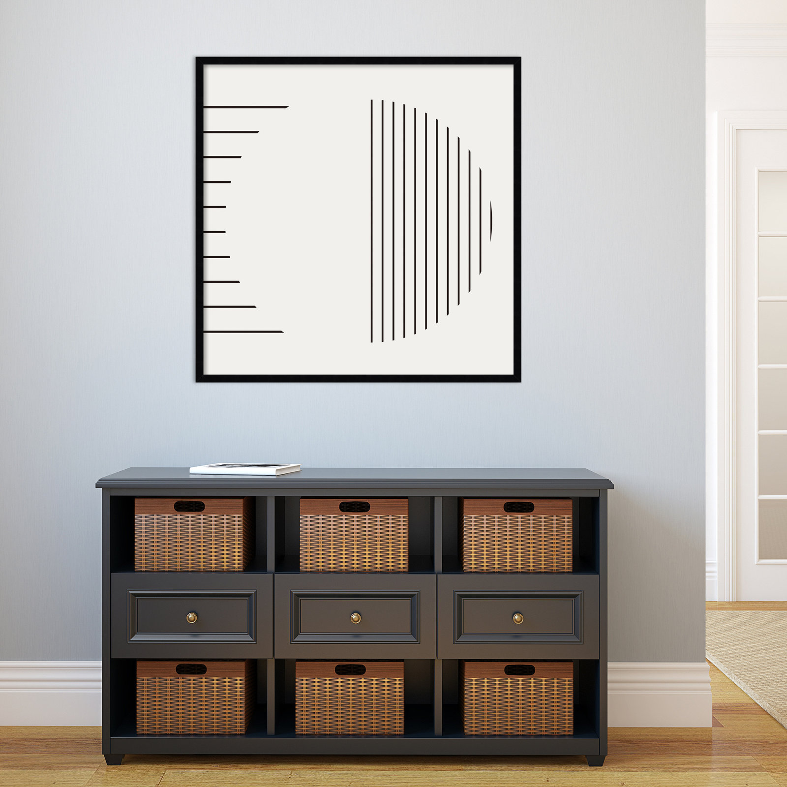 Modern Statement Stripes 1 Print, Black, 33" H x 33" W x 1" D