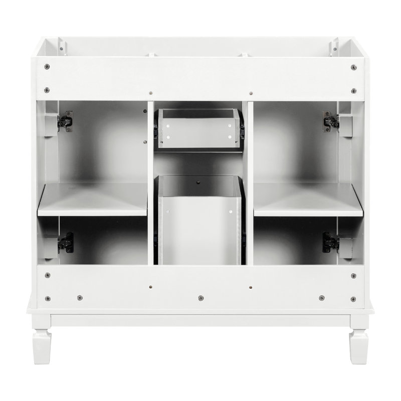 Armoire de rangement pour salle de bain avec 2 portes à fermeture douce et 2 tiroirs, Noyer