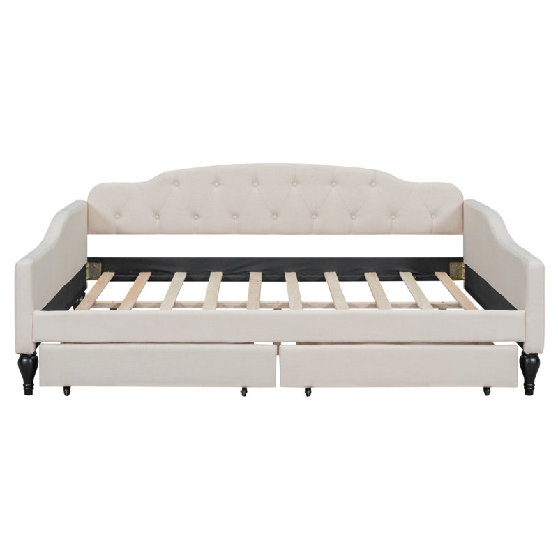 Upholsted Tufted Daybed With 2 Drawers