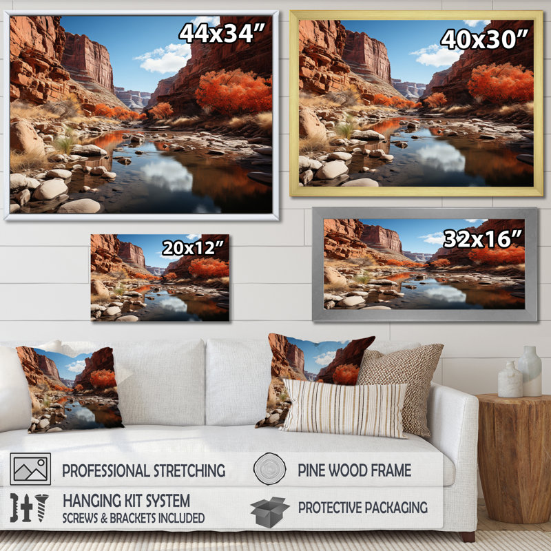 Canyon - passage intemporel II - impression, H 34 po x l 44 po x P 1,5 po, Toile tendue