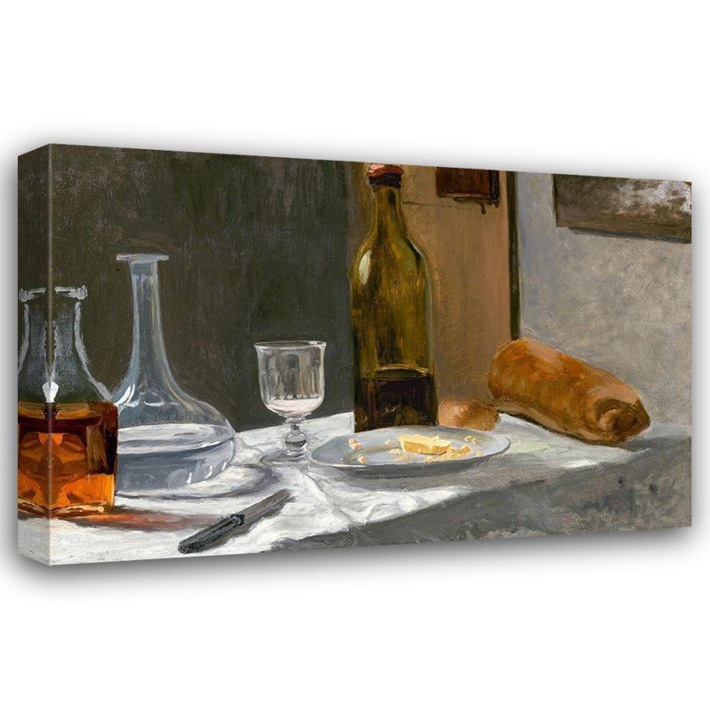 Art sur toile tendue avec la galerie Claude Astoria Grand Monet, nature morte avec bouteille, carafe, pain et vin 53127