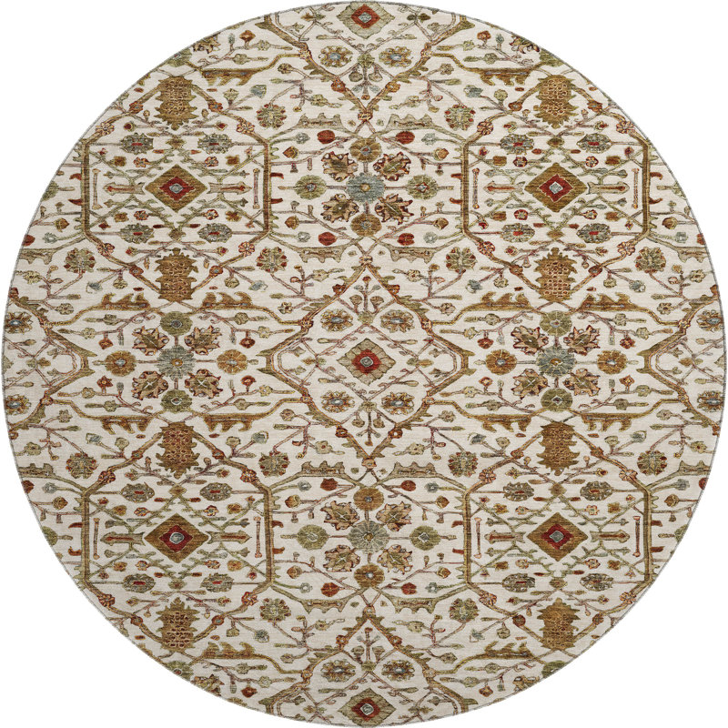 Premium Machine Washable Ducote AMF1130 Global Rug, Round 8'