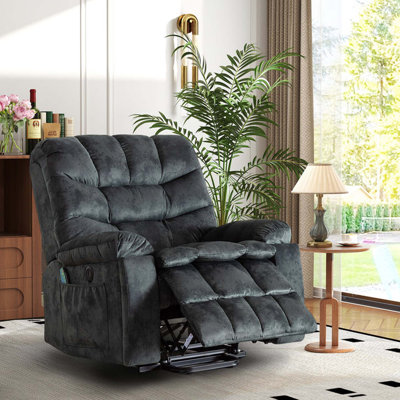 39.4" Wide Super Soft and Oversize Velvet Power Lift Assist Recliner Chair with Massage Heating & Cup holders & USB