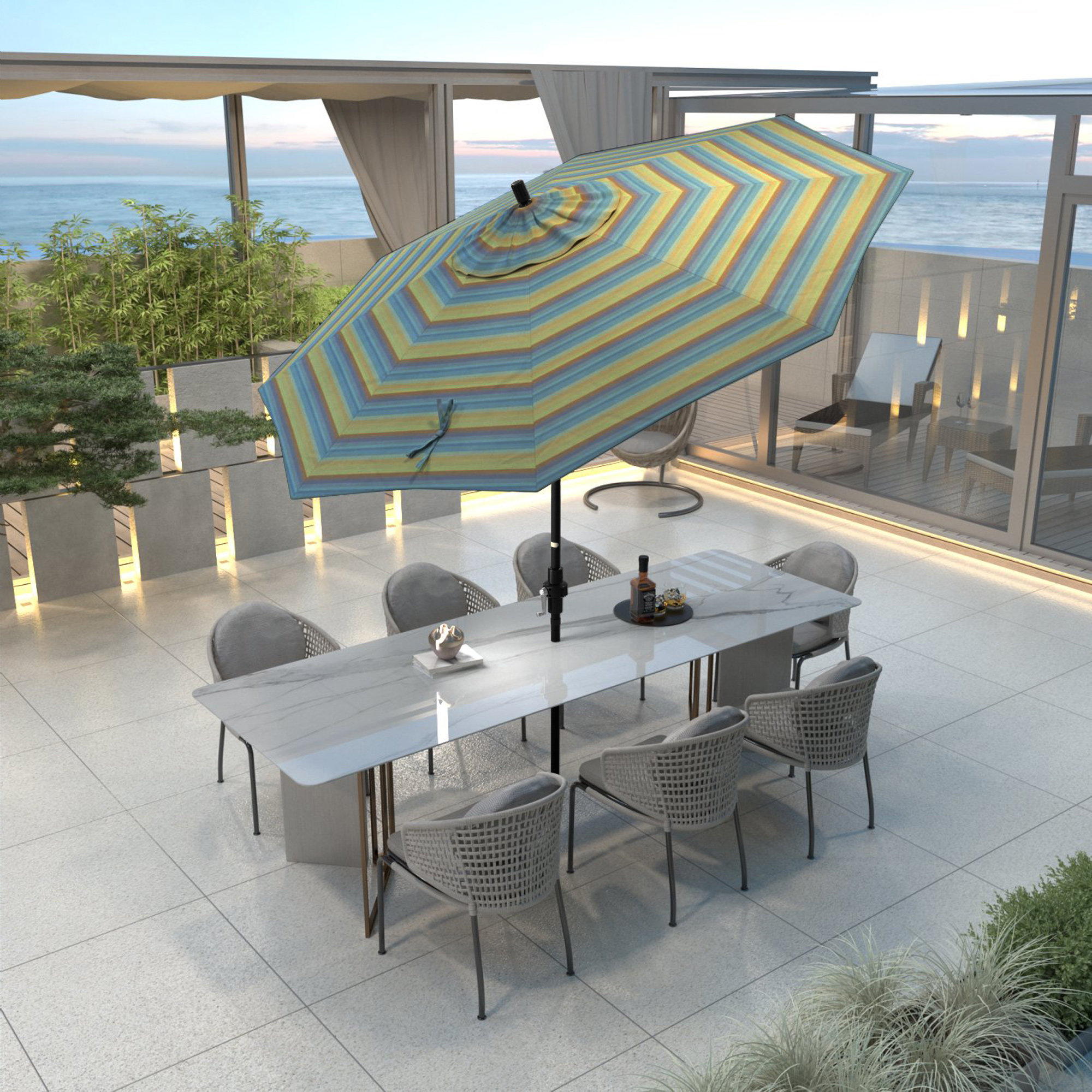 Garita 108'' Market Sunbrella® Umbrella, Astoria Lagoon Sunbrella®, Stone Black