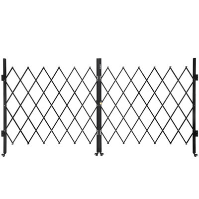 Heavy Duty Expandable Barricade 150"W, Aluminum Scissor Gate with Casters & Key Lock for Garage Door