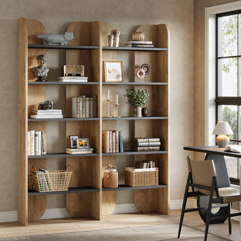 70.87-Inch Tall Bookcase with Open Shelves, Brown, 1