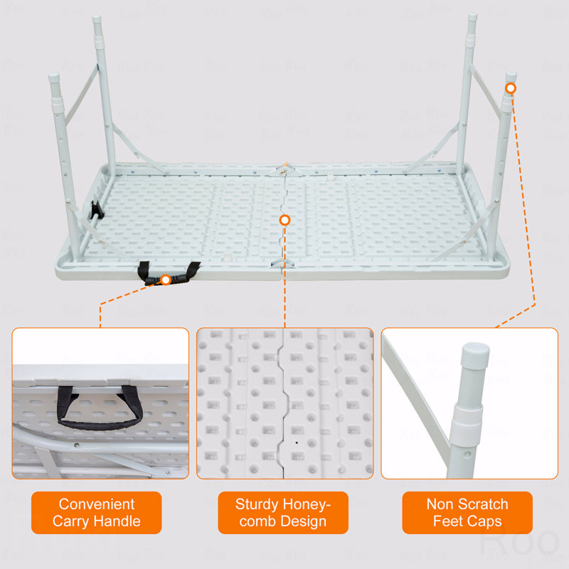 Table de patio pliante portative 4 pi, utilisation intérieure et extérieure, poids maximum 135 kg