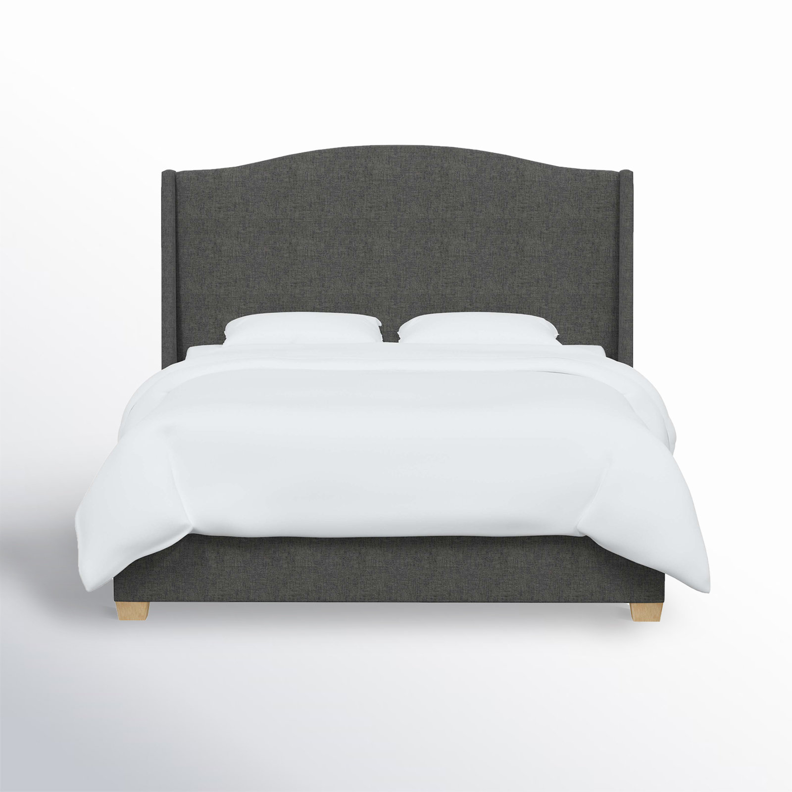 Allis Wingback Platform Bed, Queen, Zuma Charcoal Textured Linen