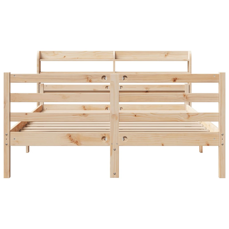 Bed Frame With Headboard Without Mattress, Brown, 150 x 200 cm