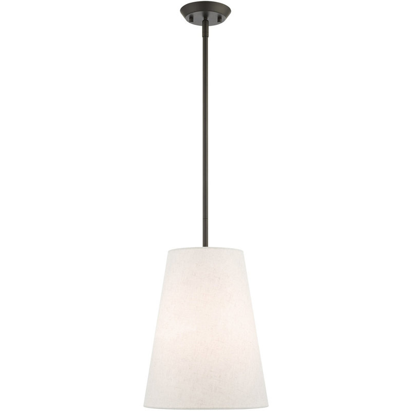 Luminaire suspendu conique à 1 lumière Mahe, H 19,25 po x l 11 po x P 11 po, Bronze