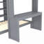 Lit superposé double TG / double avec lit inférieur démontable et bureau, structure en bois massif avec tablettes intégrées et garde-robe, convertible en lit mezzanine, gris-1200564436