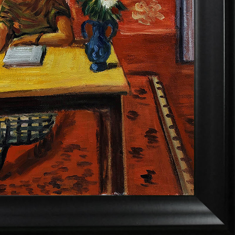 La Pastiche Reader, penchant son coude sur la table, L 29 po x H 25 po, Noir
