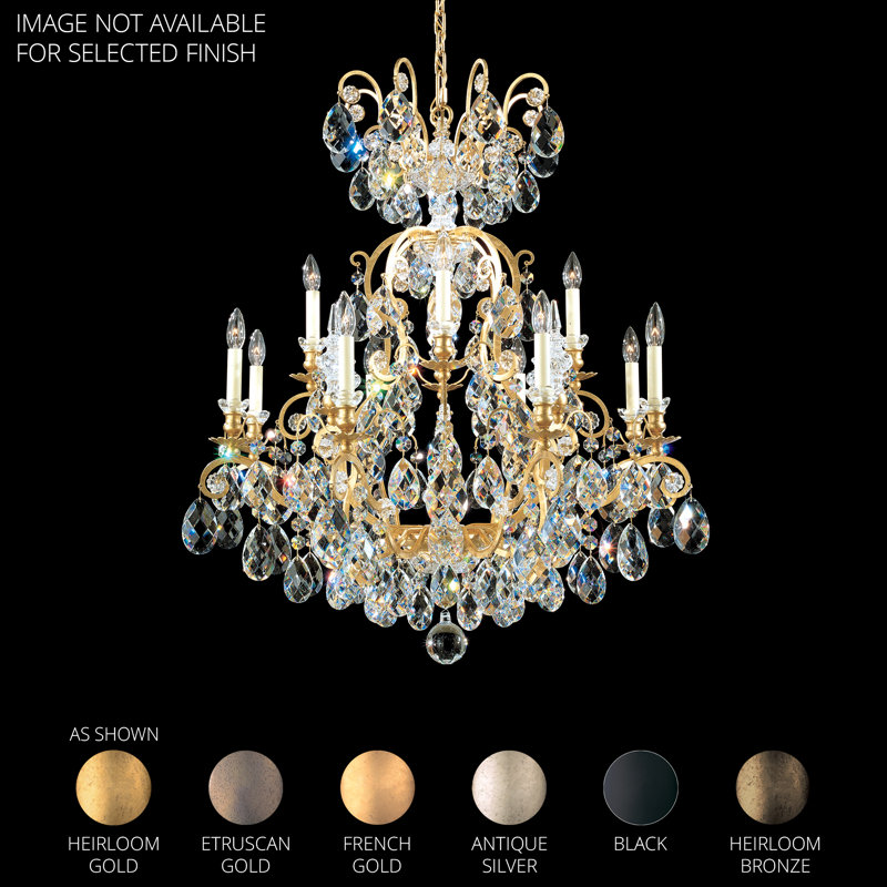 Renaissance 13 - Light Glass Chandelier, Etruscan Gold, Handcut Clear