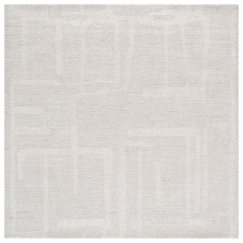 Abstract Hand-Tufted Wool Area Rug, Square 6'
