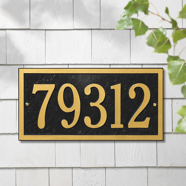 Bismark 1-Line Wall Address Plaque, Black, Yes