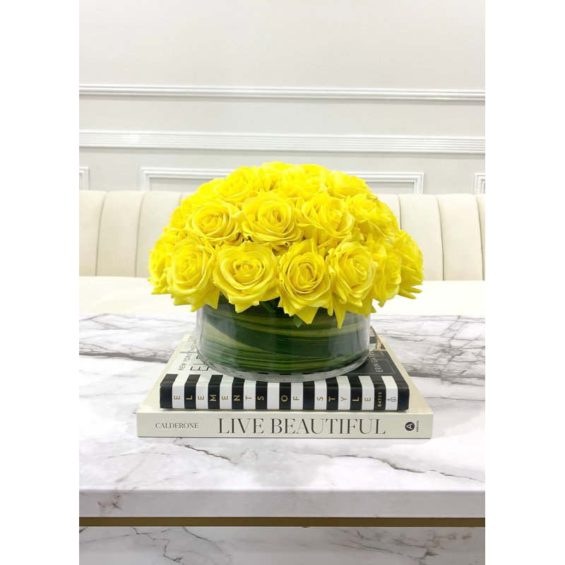 Large Dome Real-Touch Rose Centerpiece, Yellow