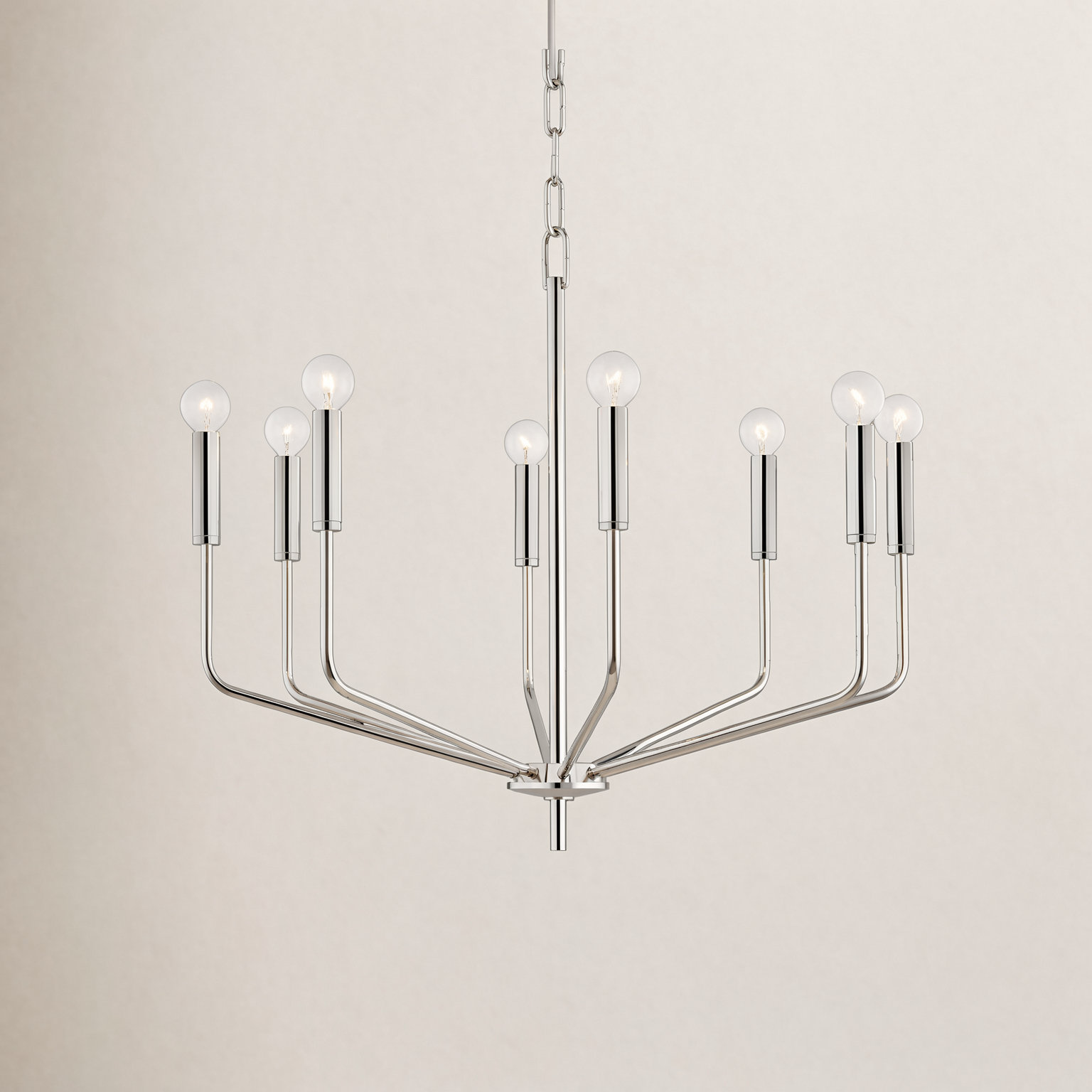 8-Light Chandelier,  Polished Nickel