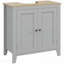 Armoire de rangement à piédestal, sous-lavabo, meuble-lavabo de salle de bain avec U et tablette interne réglable, gris