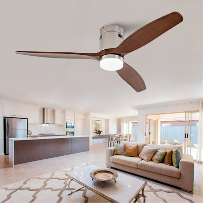 Hot Ventilateur de plafond moderne de 52 pouces avec moteur à courant continu réversible à télécommande 3 pales à intensité variable 3 couleurs