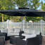 Parasol extérieur de luxe en porte-à-faux à double plateau carré 11 pi avec base, noir-289586789