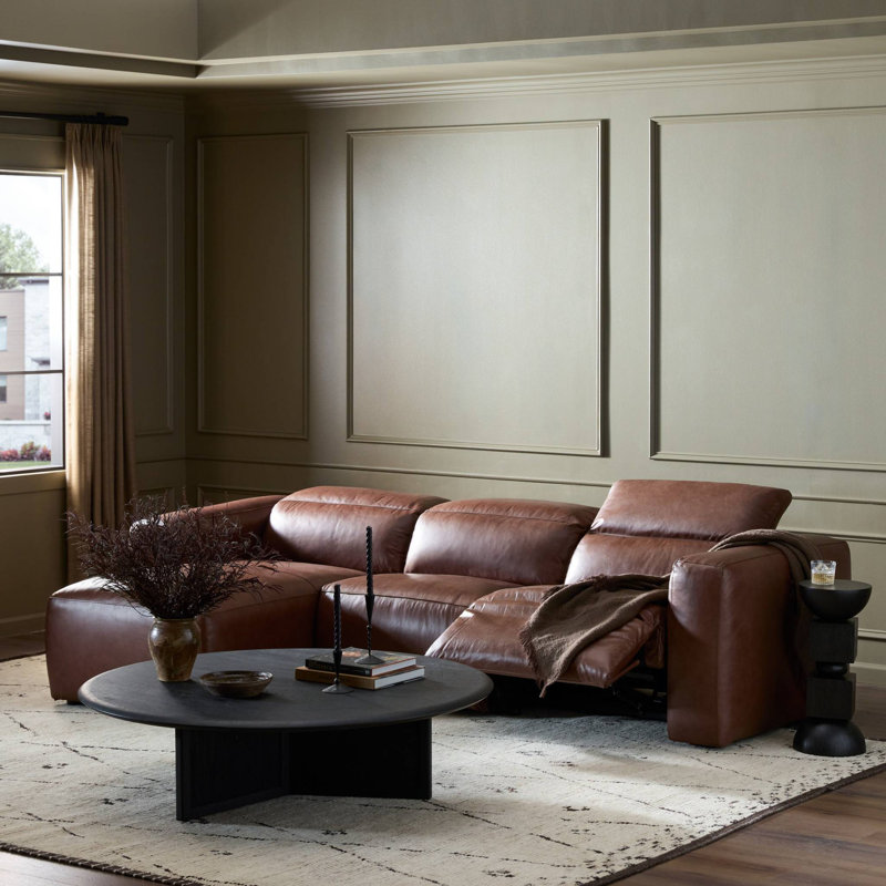 Radley 3PC Sectional W/LAF Chaise-Sonoma Coco, Left Hand Facing, Sonoma Coco Top Grain Leather