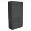 Armoire 3 portes avec deux tiroirs, tablettes et barre de suspension austral - chêne fumé
