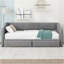 Lit de jour simple tapissier très grand avec deux tiroirs, gris-659915311